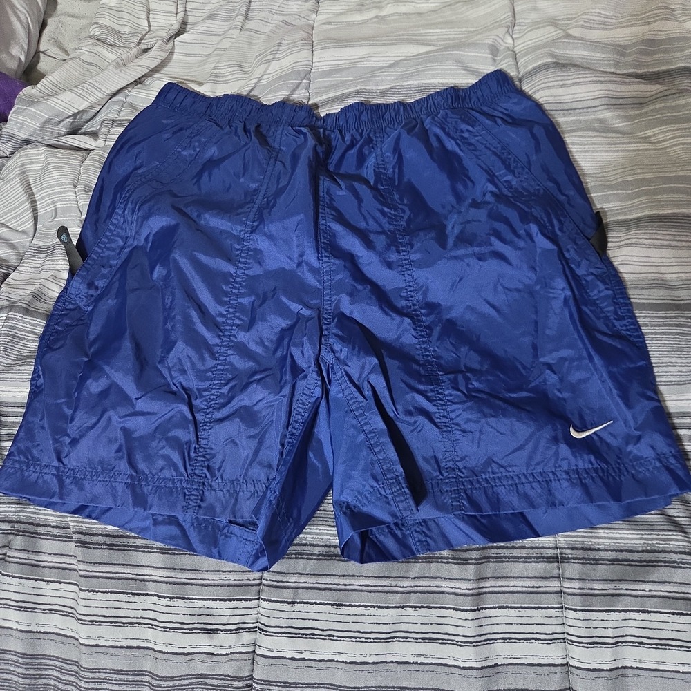 NIKE Mens ACG Performance Athletic Swim Shorts Blue Size Small Vintage Y2K